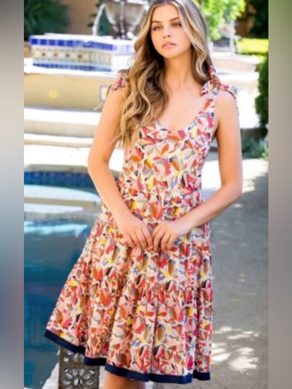 THML Multicolor Floral Tie-Strap Sundress